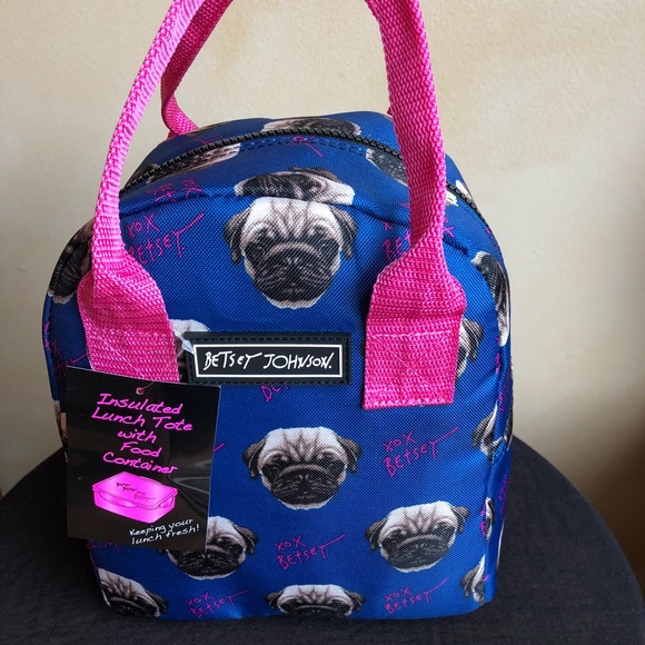 betsey johnson pug lunch bag